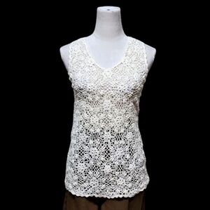 ROMWE Cream Crochet Sleeveless Camisole Top | Size Medium